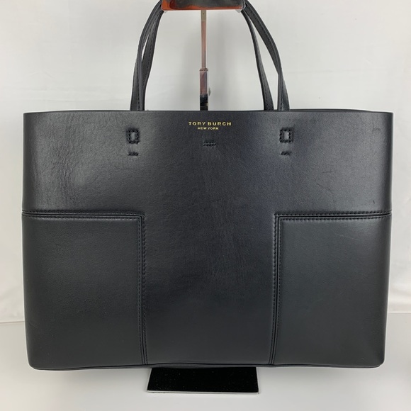 Tory Burch Handbags - New Tory Burch Block-T Black Leather Tote